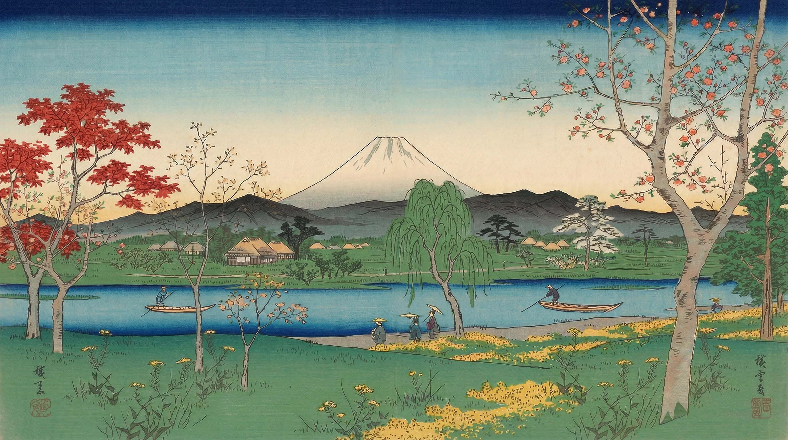 A peaceful overhead scene of two people relaxing on a blanket in nature